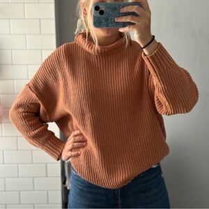 Aerie Medium Orange Sienna Fall Chunky Knit Sweater